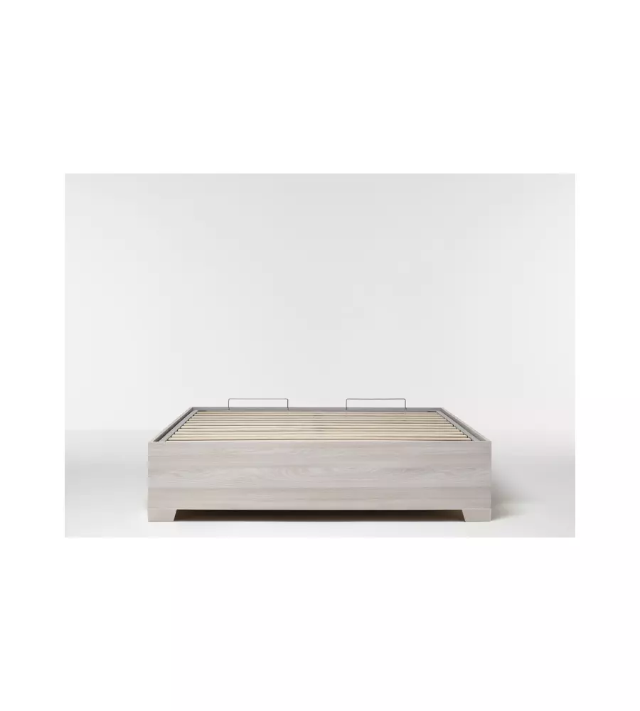 Letto matrimoniale "bed box" olmo naturale con rete, contenitore e piedini 160x190 cm